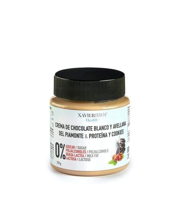Crema blanca con avellanas sin azúcares añadidos proteina y oreo